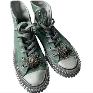 NEW Nan-Ku Free People High Top Sneaker Rhinestone Studded Mint Size 7.5